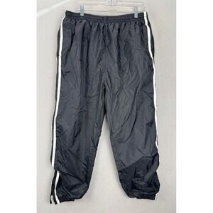 Vintage Pinnacle Men's Sz L Black W/White Track Jogger Warm-Up Windbreaker Pants